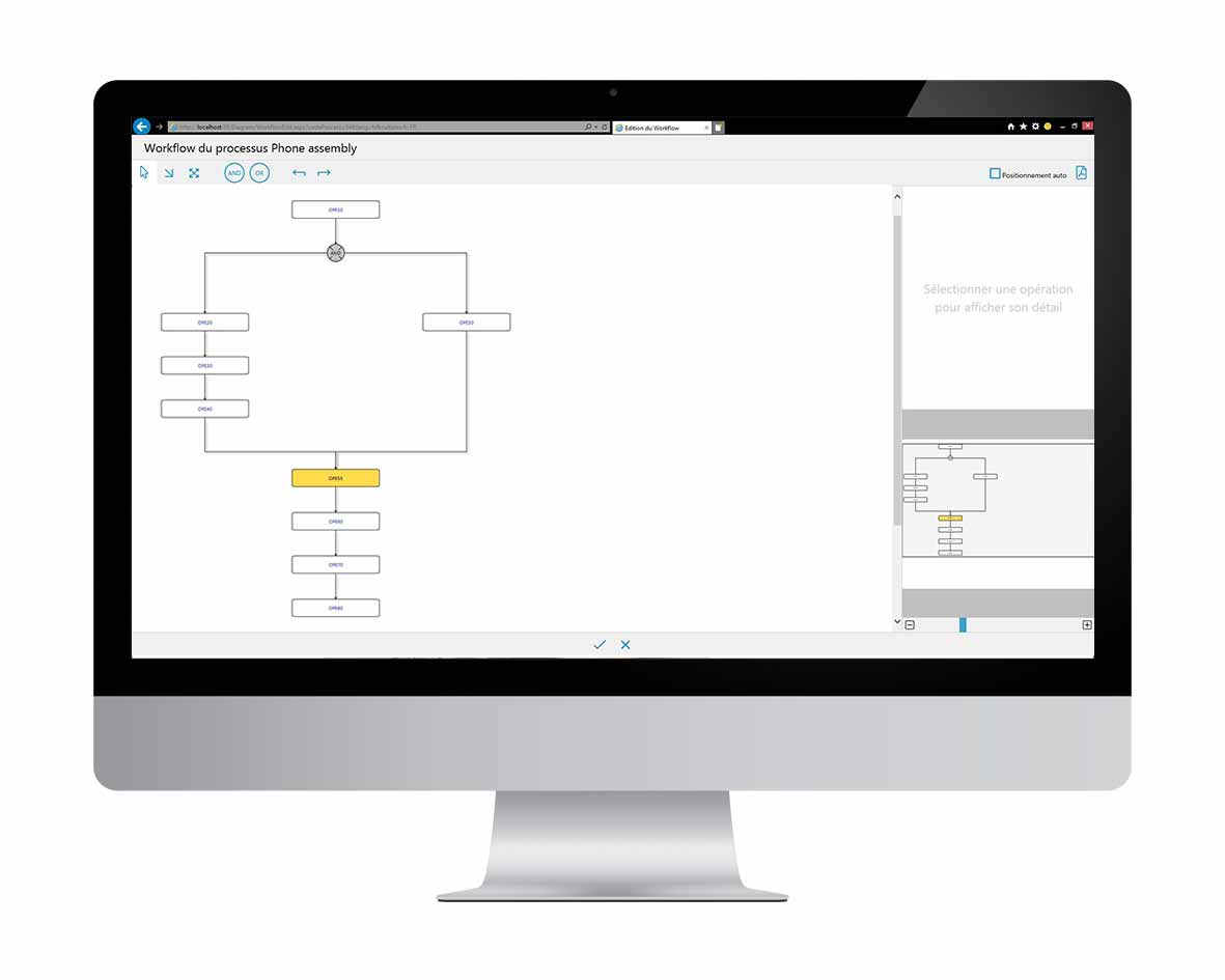 Model your processes by drag and drop, modify them immediately according to your needs: production problems, organisational changes, random causes, etc.