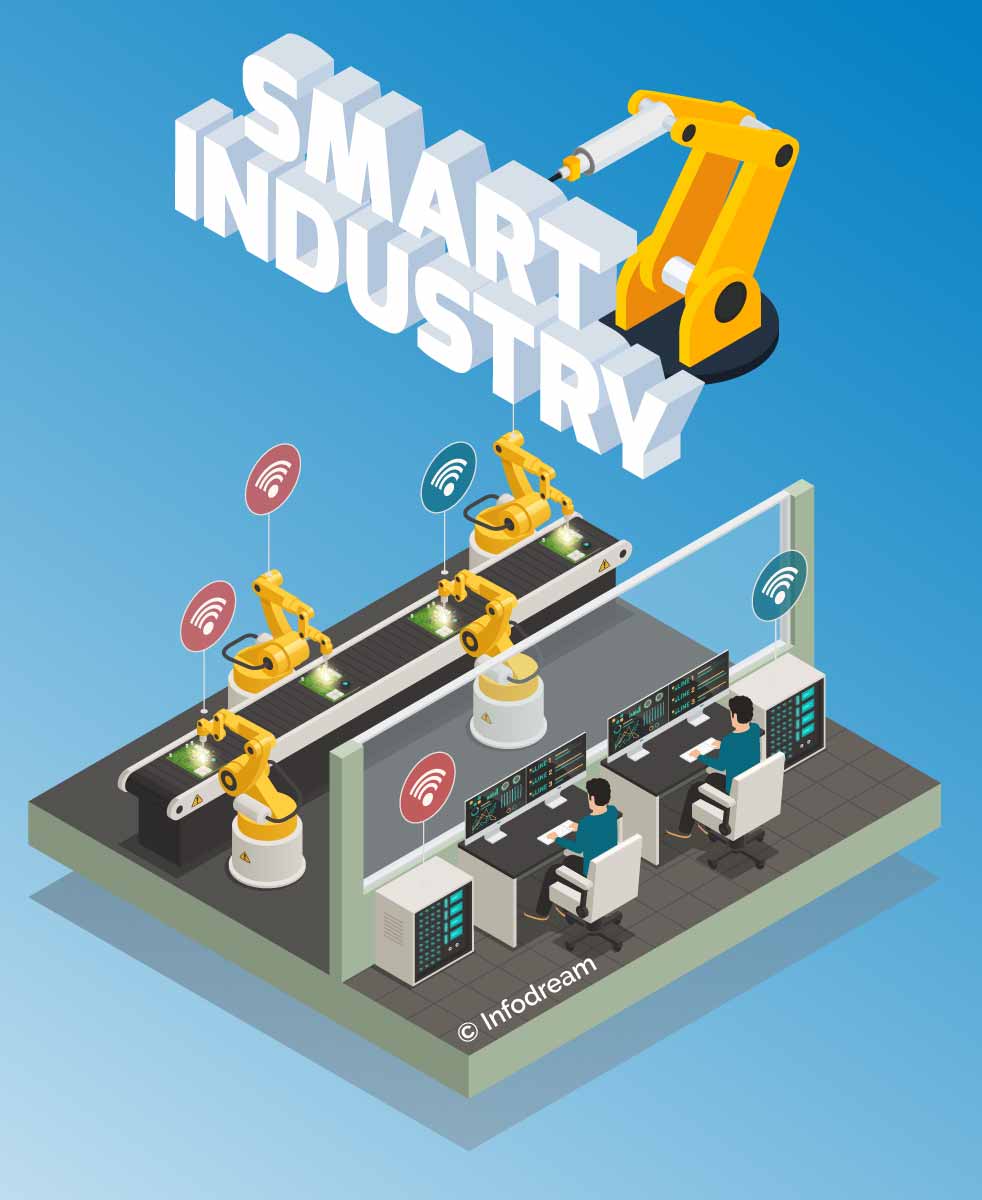 Image representing the interconnection and communication between machines, characteristic of industry 4.0