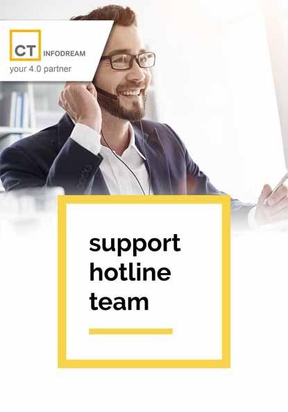 CT INFODREAM's support hotline is at your service. Very responsive and available, it always provides you with quick and personalised answers.